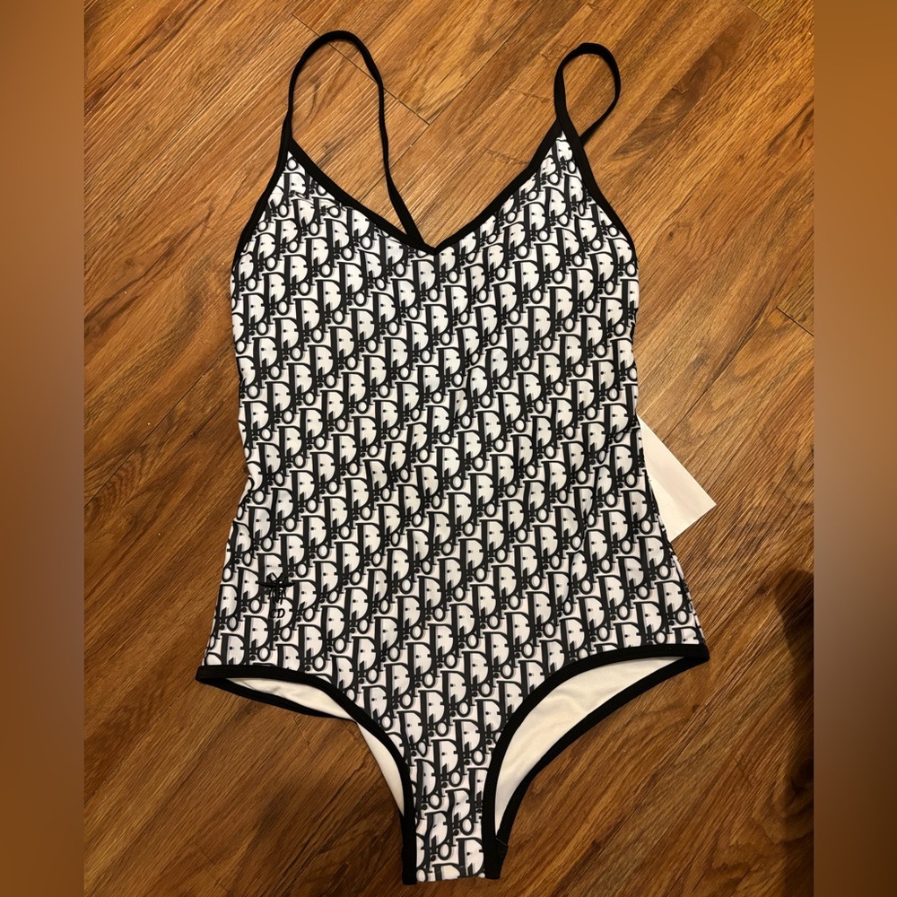Dior Black and White Monogram One Piece Swimsuit